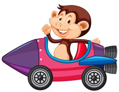 Beyaz arkaplanda roket sürüşü yapan maymun resmi