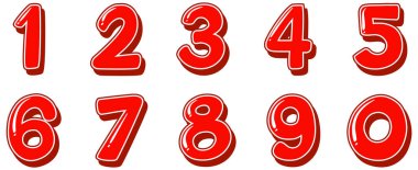 Beyaz arkaplan illüstrasyonunda birden sıfıra yazı tipi tasarımı