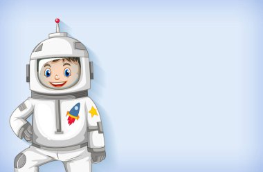 Gülümseyen mutlu astronot resimleriyle sade bir arka plan şablonu