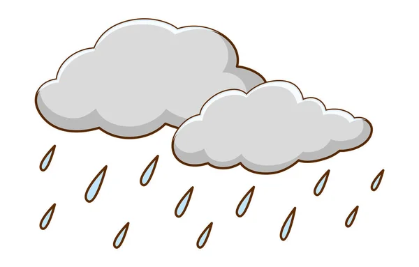 Nubes Lluvia Con Lluvia Sobre Fondo Blanco Ilustración — Vector de stock