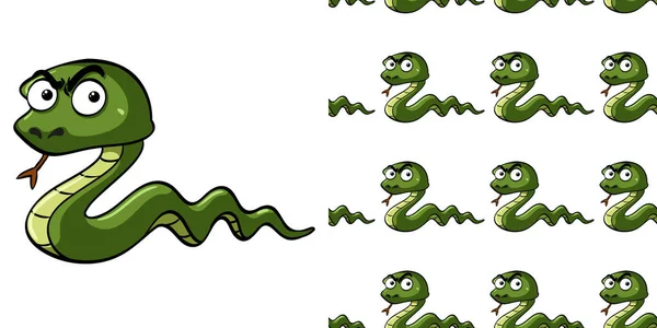 緑のヘビのイラストでシームレスな背景デザイン — ストックベクタ