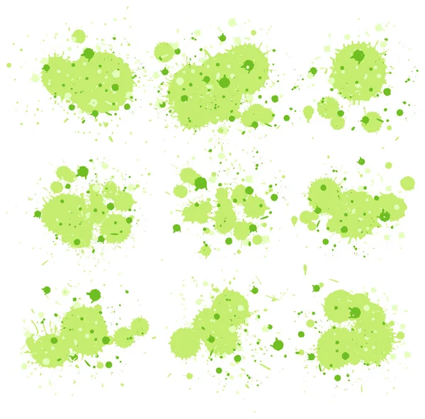 Watercolor Respingo Verde Sobre Fundo Branco Ilustração — Vetor de Stock