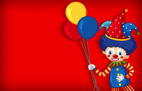 Modèle Fond Design Avec Clown Heureux Avec Illustration Ballons — Image vectorielle