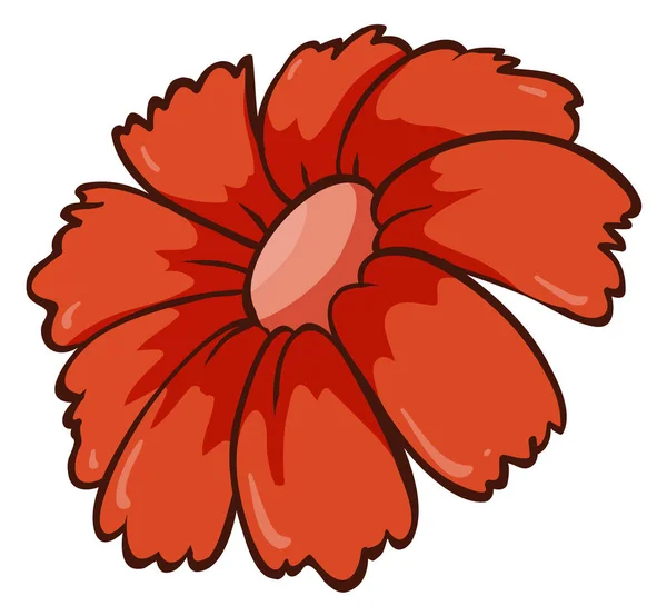 Flor Única Color Rojo Ilustración — Vector de stock