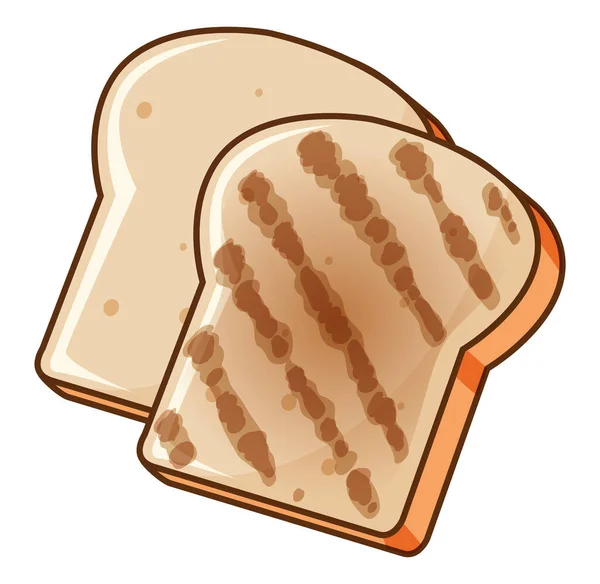 Twee Stukken Geroosterd Brood Witte Achtergrond Illustratie — Stockvector