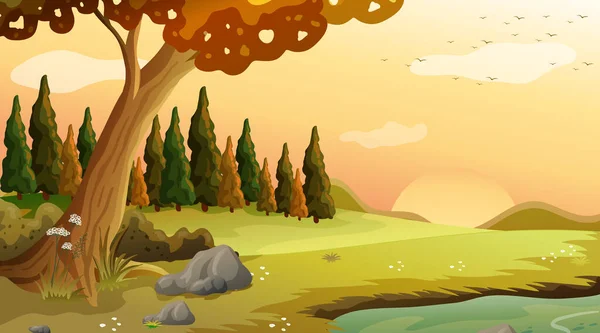 Hintergrund Szene Mit Bäumen Park Illustration — Stockvektor
