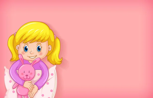 Háttér Sablon Tervezés Boldog Lány Rózsaszín Pizsama Illusztráció — Stock Vector