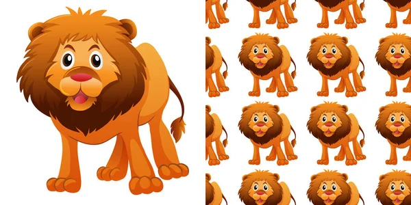 Seamless Background Design Cute Lion Illustration — Stock Vector