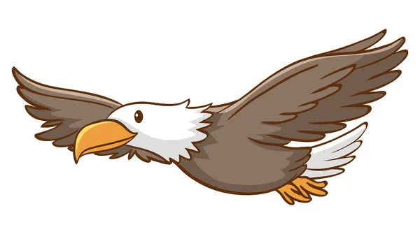 白い背景のイラストで飛ぶかわいい鷲 — ストックベクタ