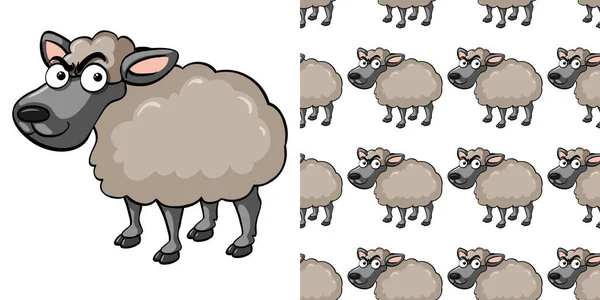 Seamless Background Design Mad Sheep Illustration — Stock Vector