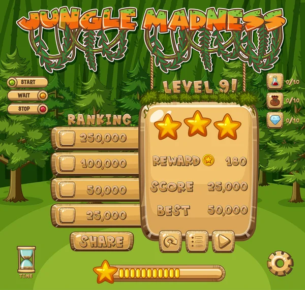 森の背景イラスト付きコンピュータゲームの画面背景 — ストックベクタ