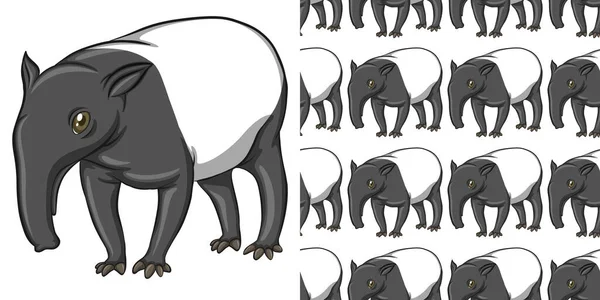 Płynny Projekt Tła Cute Tapir Ilustracji — Wektor stockowy