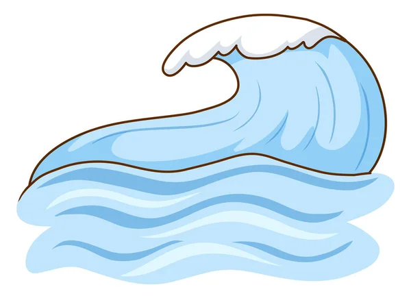 Große Blaue Welle Auf Weißem Hintergrund Illustration — Stockvektor