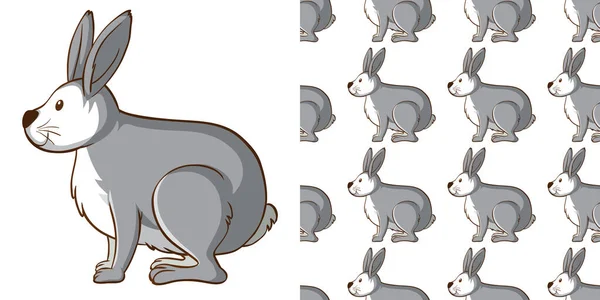 Nahtloses Hintergrunddesign Mit Grauen Kaninchen Illustration — Stockvektor