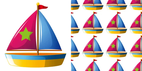 Design Fundo Sem Costura Com Ilustração Barco Brinquedo — Vetor de Stock