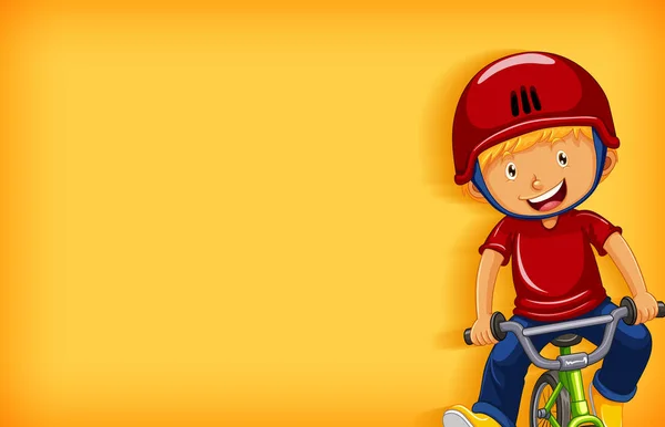 简单的背景和快乐男孩骑自行车的图解 — 图库矢量图片