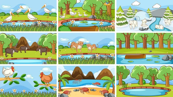 Background scenes of animals in the wild illustration