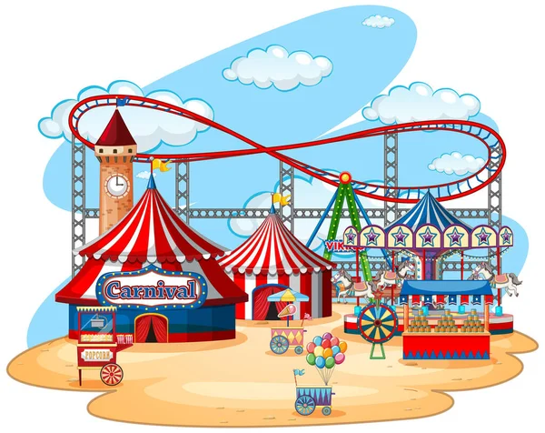 Fun Fair Temapark Isolerad Bakgrund Illustration — Stock vektor