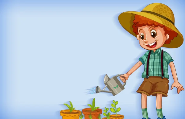 Diseño Plantilla Fondo Con Ilustración Planta Riego Para Niños — Archivo Imágenes Vectoriales