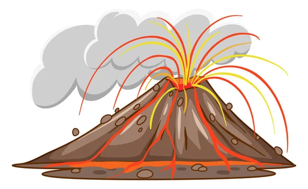 Scena Erupcjami Wulkanu Lawą Wychodzi Ilustracja — Wektor stockowy