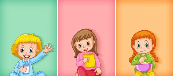 Konstrukcja Tła Szablon Szczęśliwy Dzieci Piżamie Ilustracja — Wektor stockowy