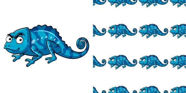 Diseño Fondo Sin Costuras Con Ilustración Camaleón Azul — Vector de stock