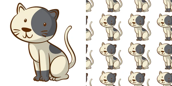 Seamless Background Design Cute Cat Illustration — Stock Vector