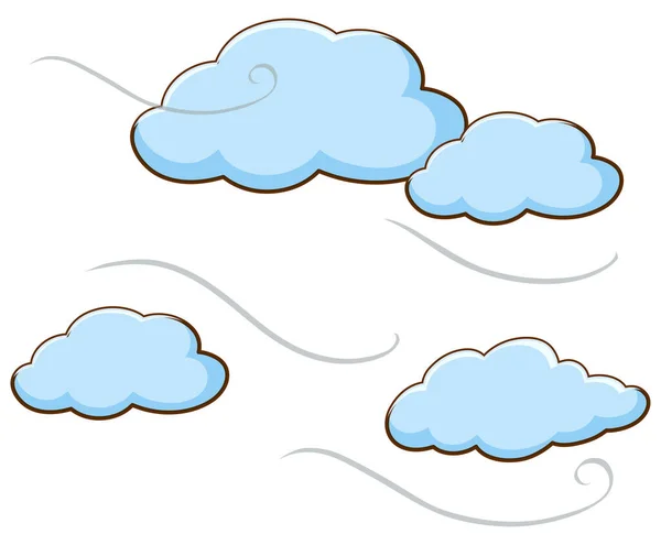 Nubes Con Vientos Ligeros Soplando Cielo Ilustración — Archivo Imágenes Vectoriales