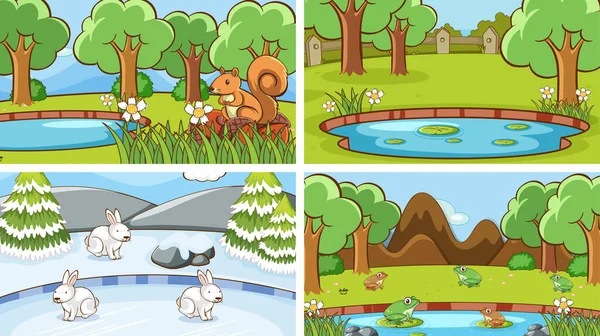 Hintergrund Szenen Von Tieren Freier Wildbahn Illustration — Stockvektor