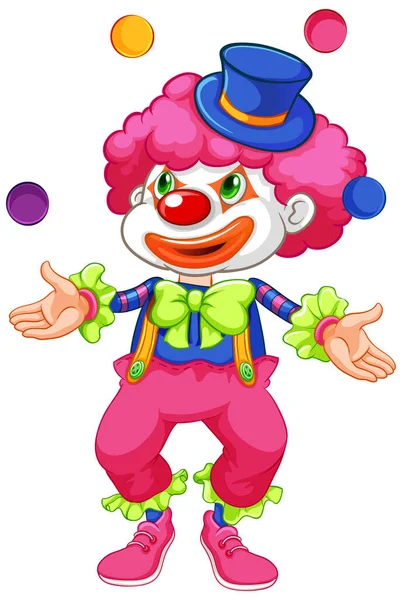 Divertente Clown Giocoleria Palla Sfondo Bianco Illustrazione — Vettoriale Stock