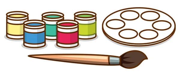 Set Van Schilderen Kleur Met Verf Penseel Illustratie — Stockvector