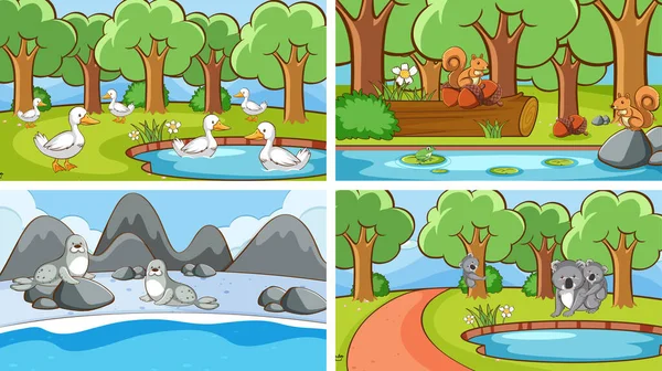 Background scenes of animals in the wild illustration