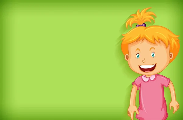 粉红连衣裙插图中的快乐女孩的简朴背景 — 图库矢量图片