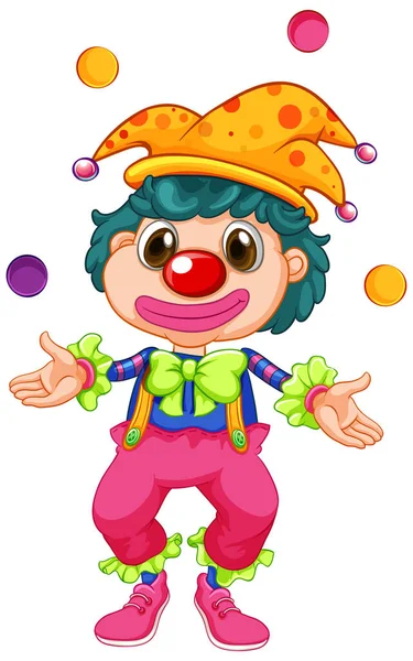 Rolig Clown Jonglering Bollar Vit Bakgrund Illustration — Stock vektor