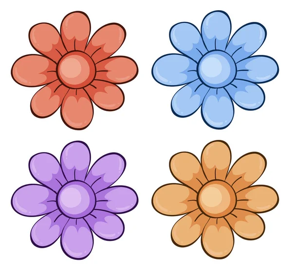 Isolated Set Flowers Illustration — Stock Vector