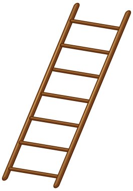 Beyaz arka plan illüstrasyon Ahşap merdiven