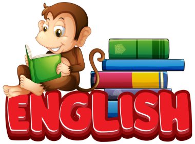 Maymun resimli kelime İngilizcesi için çıkartma tasarımı