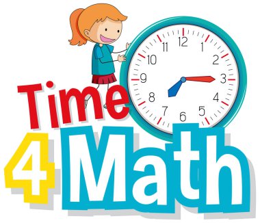 Çocukla matematik ve büyük saat çizimi için yazı tipi tasarımı