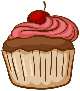 Üzerinde çilek kreması ve kiraz olan bir kek.