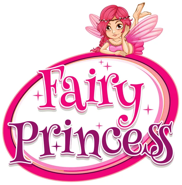 Návrh Písma Pro Word Fairy Princess Pink Fairy Illustration — Stockový vektor