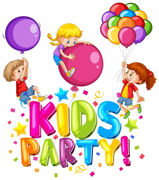 Font Design Word Kids Party Happy Kids Balloons Illustration — Stock Vector