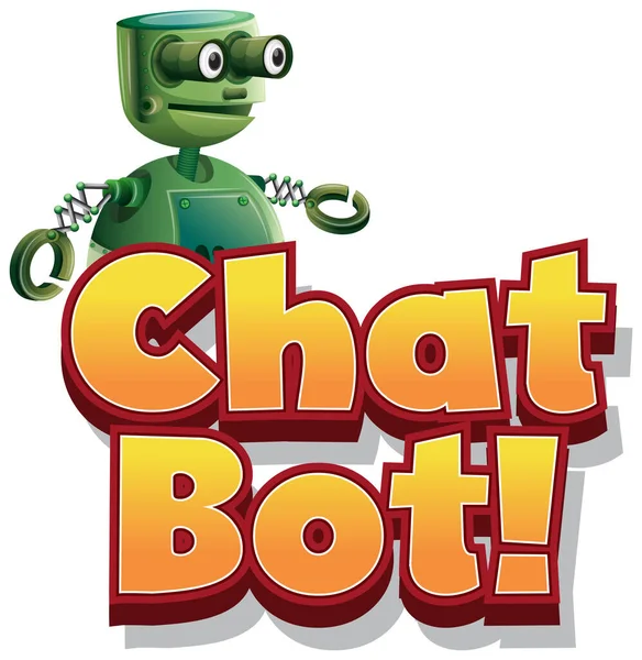 Font Design Chat Bot Green Robot White Background Illustration — Stock Vector