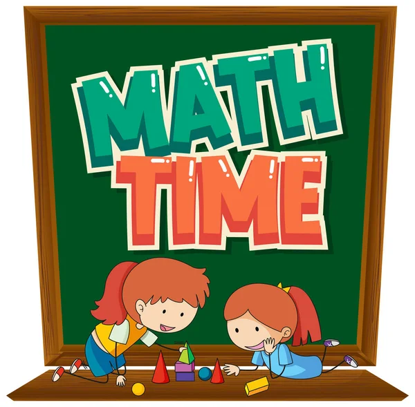 Design Sfondo Con Due Bambini Che Imparano Illustrazione Matematica — Vettoriale Stock