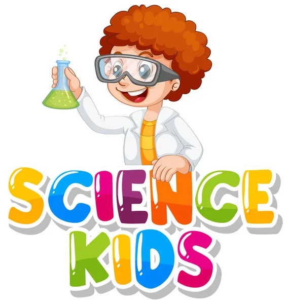 Schriftdesign Für Kinder Der Wortwissenschaft Mit Junge Wissenschaftlichen Kleid Illustration — Stockvektor