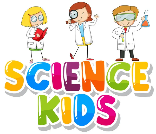 Projektowanie Czcionki Dla Word Science Kids Kids Lab Gown Illustration — Wektor stockowy