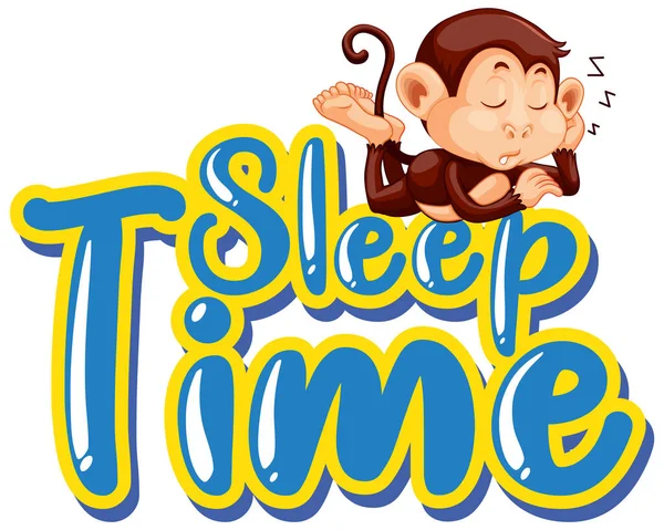 Sticker Design Word Sleep Time Monkey Sleeping Illustration — Stock Vector