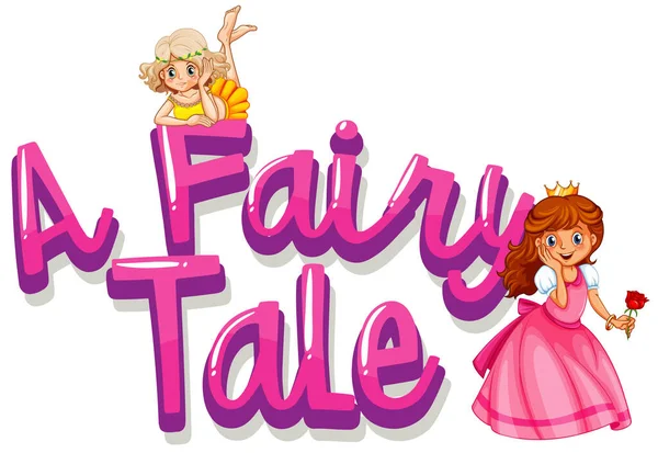 Font Design Word Fairy Tale Princess White Background Illustration — Stock Vector