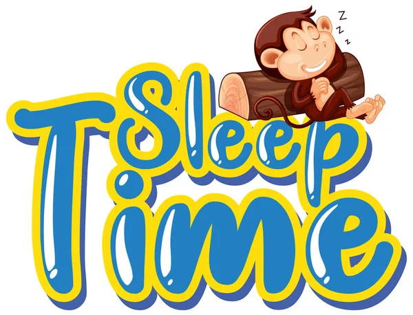 Sign Template Word Sleep Time Monkey Sleeping Log Illustration — Stock Vector