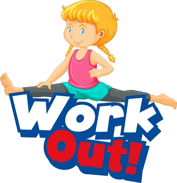 Font Design Word Work Out Kid Doing Exercise Illustration — Stock Vector