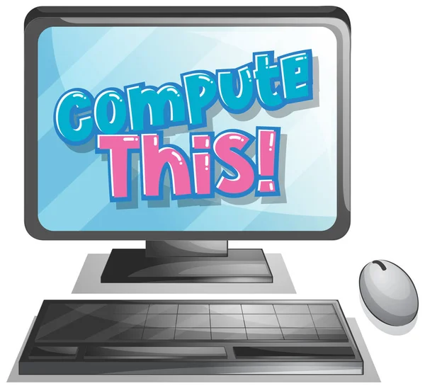 Font Design Word Compute Computer Screen Illustration — Stockvector